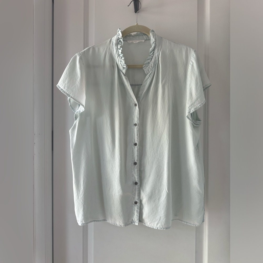 Jane + Delancey Light Blue Button Down Top, XL